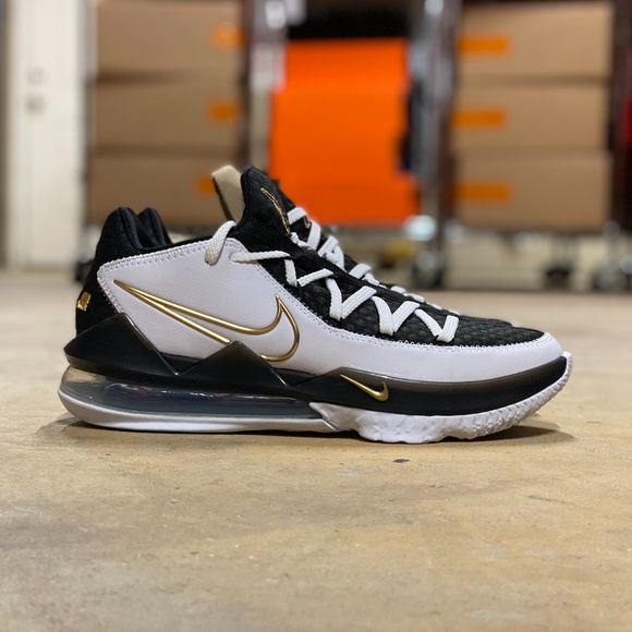 Nike Lebron XVII Low Mens Basketball Shoe White Gold Black CD5007-101 NEW Multi